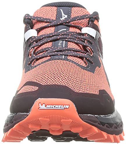 Mizuno Wave Mujin 8, Zapatillas de Trail Running Mujer, LivingCoral/Obsidian/Fudge, 40 EU