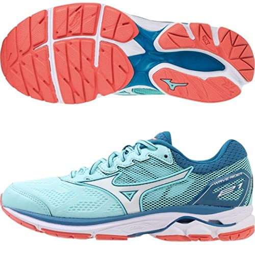 Mizuno Wave Rider 21 Wos, Zapatillas de Running Mujer, Multicolor (Aquasplash/White/bluesapphire 65), 37 EU