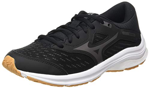 Mizuno Wave Rider 24 Jr, Zapatillas Unisex Adulto, Black/Met Shadow/Biscuit, 38 EU