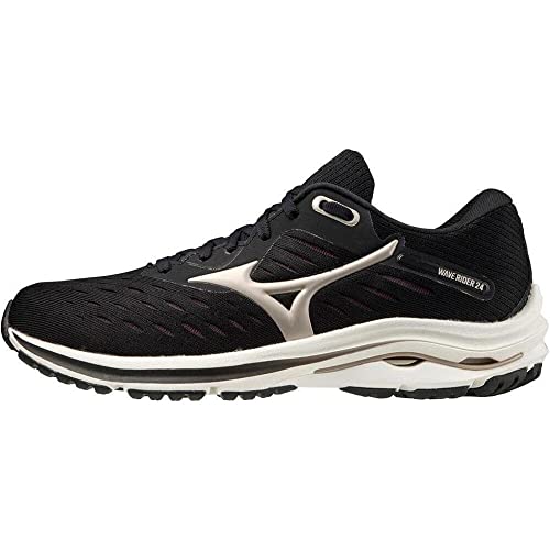 Mizuno Wave Rider 24 (W), Zapatillas de Running Mujer, Blk/PlatinumGold/Fudge, 39 EU