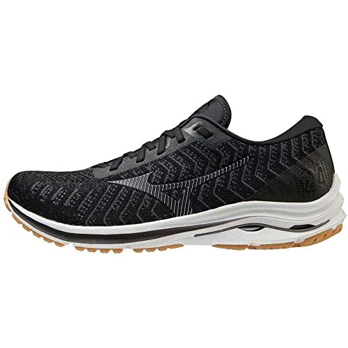 Mizuno Wave Rider 24 WAVEKNIT, Zapatillas para Correr de Carretera Hombre, Black Darkshadow Biscuit, 42.5 EU