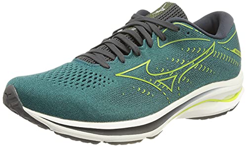 Mizuno Wave Rider 25, Zapatillas de Running Hombre, Harbor Blue/Lime Green/India Ink, 42.5 EU