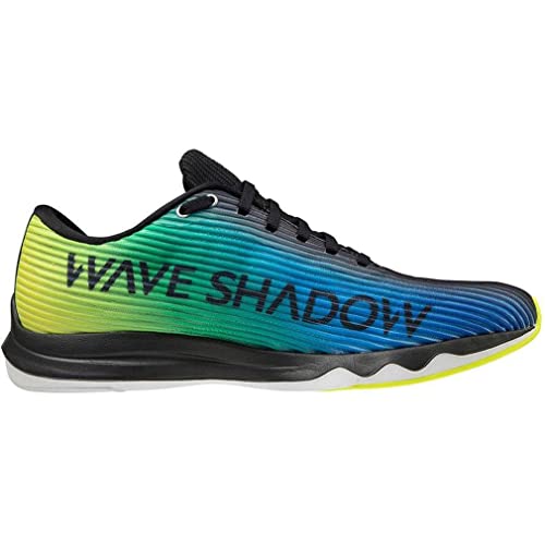 Mizuno Wave Shadow 4, Zapatillas para Correr de Carretera Unisex Adulto, Black/Blue/Safety Yellow, 44 EU