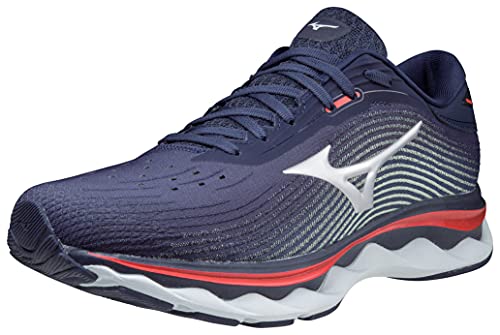 Mizuno Wave Sky 5, Zapatillas de Running Hombre, Peacoat/Silver/Ignition Red, 43 EU