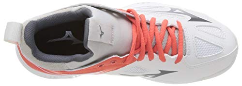 Mizuno Wave Stealth V, Handball Shoe Mujer, Swhite/Qshade/Hot Coral, 38.5 EU