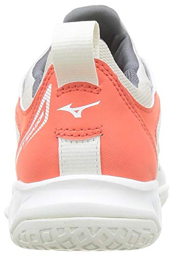 Mizuno Wave Stealth V, Handball Shoe Mujer, Swhite/Qshade/Hot Coral, 38.5 EU