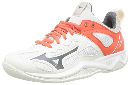 Mizuno Wave Stealth V, Handball Shoe Mujer, Swhite/Qshade/Hot Coral, 38.5 EU