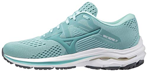 Mizuno Women's Wave Inspire 17 Running Shoe, Eggshell Blue-Turquoise, 9