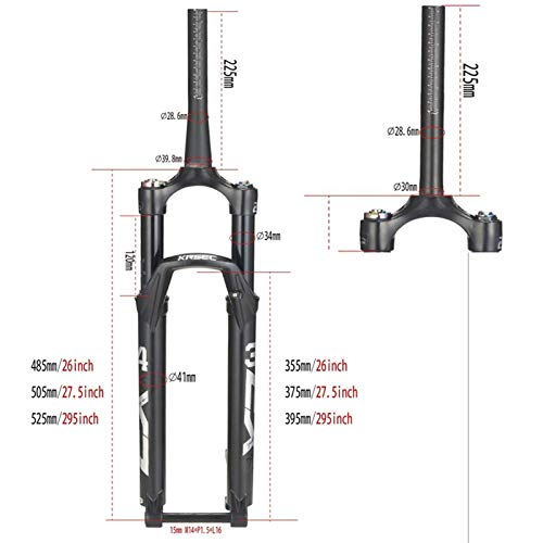 MJCDNB 26 27.5 29 Horquilla de suspensión para Bicicleta Eje pasante 15 mm Freno de Disco MTB Horquilla neumática DH Recorrido de Bicicleta 105 mm Ajuste de Rebote Bloqueo Manual/Remoto Ultraligero