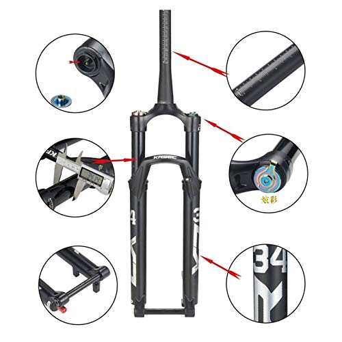 MJCDNB 26 27.5 29 Horquilla de suspensión para Bicicleta Eje pasante 15 mm Freno de Disco MTB Horquilla neumática DH Recorrido de Bicicleta 105 mm Ajuste de Rebote Bloqueo Manual/Remoto Ultraligero