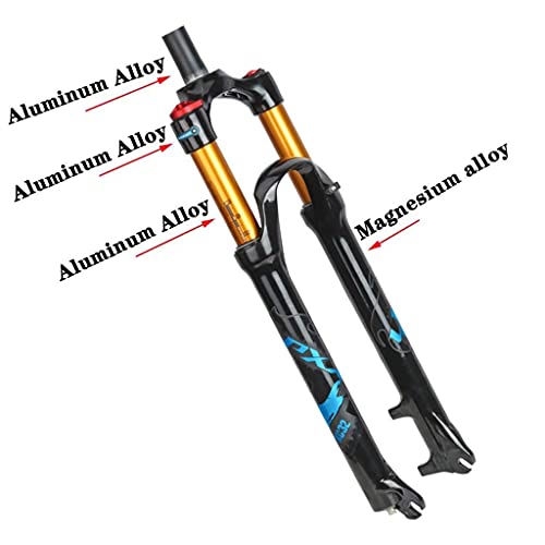 MJCDNB 26 27,5 Horquilla de suspensión para Bicicleta de montaña de 29 Pulgadas, aleación MTB Horquillas neumáticas Amortiguador 1-1/8"Bloqueo Manual Recorrido: 100 mm