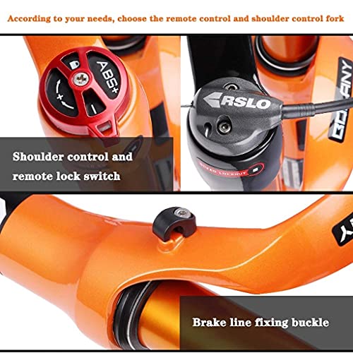 MJCDNB 26"27,5" 29"Aleación de magnesio Suspensión de Horquilla neumática Bicicleta de montaña Horquilla MTB Bloqueo Manual/Bloqueo Remoto - Naranja