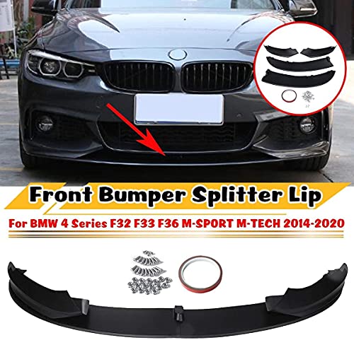 MJCDNB Alerón Delantero para Coche, Labio Delantero para 4 Series F32 F33 F36 M Sport M-Tech 2014-2020, difusor de Labios de alerón Negro Mate, Kit de carrocería anticolisión automática