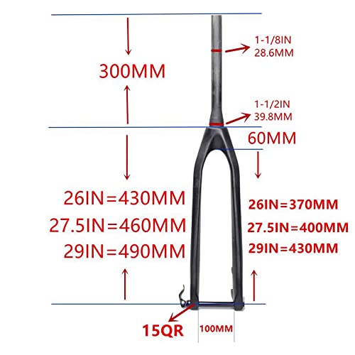 MJCDNB Horquilla de Carbono Completa Horquilla MTB para Bicicletas Rigid Mountain UD y 3K 29er Bicicletas Horquilla Tapered Thru Axle Bicicleta de montaña de 15 mm