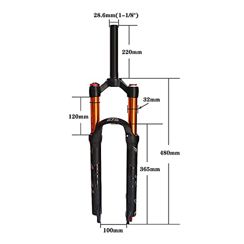 MJCDNB Horquilla de suspensión para Bicicleta de montaña 26"27,5" Horquillas Delanteras de aleación de Aluminio Ligero para Ciclismo MTB