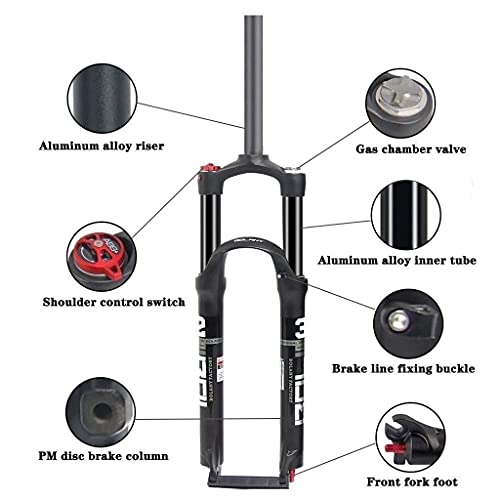 MJCDNB Horquilla Delantera MTB 26"27,5 Pulgadas 29er Horquilla de suspensión de Bicicleta, Amortiguador de aleación de Doble cámara de Aire para Disco de 160-180 mm