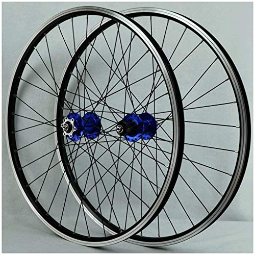 MJCDNB Juego de Ruedas de Bicicleta MTB Disco de 26 Pulgadas/Freno en V Llanta de aleación de Doble Pared Buje de Casete QR Rodamiento Sellado de 7-11 velocidades Radios de Acero 32H