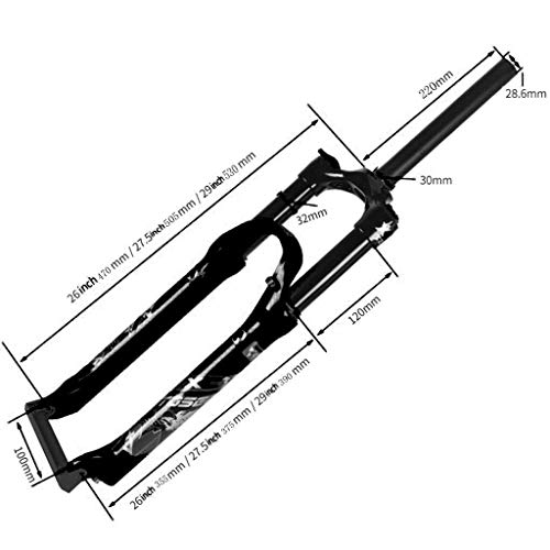 MJCDNB Suspensión de Horquillas Delanteras de Bicicleta 26 27,5 29 Pulgadas Amortiguador de Bicicleta de montaña MTB Air Fork 1-1/8"Carrera 120mm