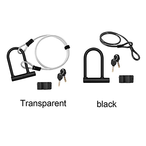 MJJCY Accesorios para Bicicletas Anti Robo U Bloqueo de Alta Seguridad con Tienda de Cable Flex Puertas Soporte de Motocicletas Ciclismo Ciclismo Bicicletas de Trabajo Pesado (Color : Black)