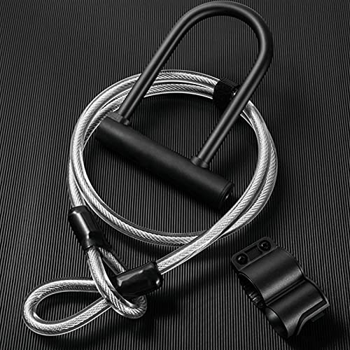 MJJCY Accesorios para Bicicletas Anti Robo U Bloqueo de Alta Seguridad con Tienda de Cable Flex Puertas Soporte de Motocicletas Ciclismo Ciclismo Bicicletas de Trabajo Pesado (Color : Black)