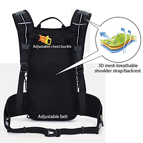 Mochila Ciclismo, Mochila para bicicleta 10L, Mochila de Ciclismo Ligero Impermeable, Plegable, Transpirable, Liviana para Ciclismo, Caminar, Senderismo, Escalada, Correr (Negro)