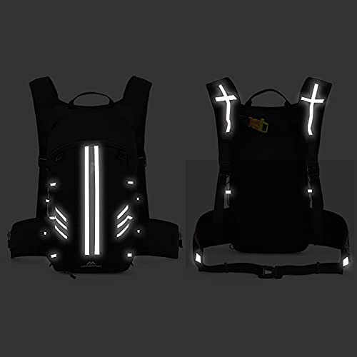 Mochila Ciclismo, Mochila para bicicleta 10L, Mochila de Ciclismo Ligero Impermeable, Plegable, Transpirable, Liviana para Ciclismo, Caminar, Senderismo, Escalada, Correr (Negro)