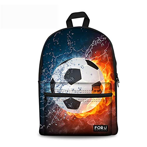 Mochila escolar ligera con impresión de fútbol para jóvenes adolescentes, hombres, mujeres, niños y niñas - - Medium