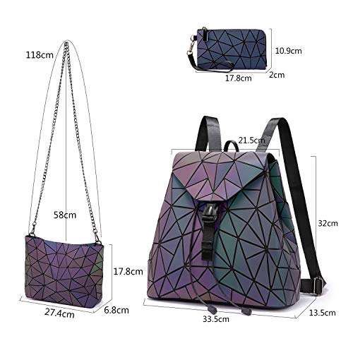 Mochila geométrica para Mujer, Cambio de Color, Reflectante, Bolso Brillante, Bolso Bandolera, Bolso de Hombro, Mochila de día para Mujer, holográfica, Fiesta, Trabajo, Compras, Escuela