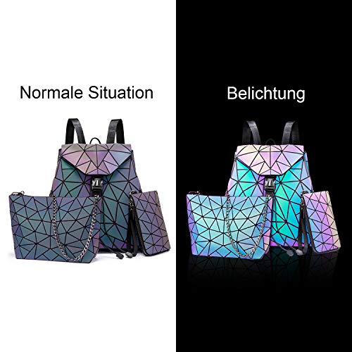 Mochila geométrica para Mujer, Cambio de Color, Reflectante, Bolso Brillante, Bolso Bandolera, Bolso de Hombro, Mochila de día para Mujer, holográfica, Fiesta, Trabajo, Compras, Escuela