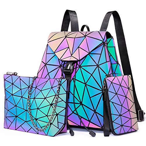 Mochila geométrica para Mujer, Cambio de Color, Reflectante, Bolso Brillante, Bolso Bandolera, Bolso de Hombro, Mochila de día para Mujer, holográfica, Fiesta, Trabajo, Compras, Escuela