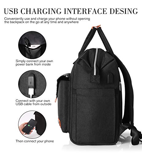 Mochila Mujer con Puerto de USB, Mochila para Portátil 15,6 Pulgadas, Multifuncional Mochila Portátil para Negocio, Viaje, Trabajo