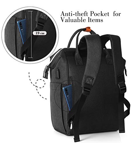 Mochila Mujer con Puerto de USB, Mochila para Portátil 15,6 Pulgadas, Multifuncional Mochila Portátil para Negocio, Viaje, Trabajo