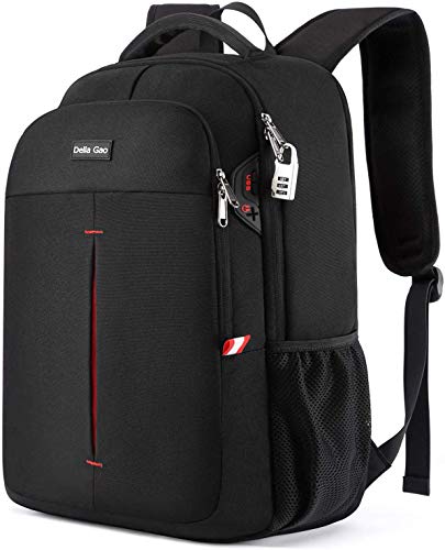 Mochila Ordenador Portatil, Mochila Antirrobo Impermeable con Cerradura Mochila Hombre 17.3 Pulgadas Mochila Portatil con Abertura de Carga USB, para los Estudios, Viajes o Trabajo - Negro