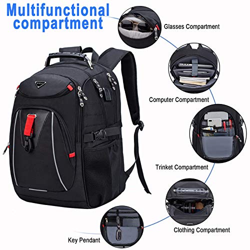 Mochila Portatil Mochila Hombre Mochila Antirrobo Impermeable, 17.3 Pulgadas Puerto USB Trabajo Ordenador Viaje Negocio Multifuncional Diario Escolares Daypacks