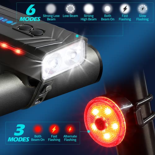 MOCOCITO Luces para Bicicleta LED Luz Bicicleta Recargable USB Luces Bicicleta Delantera y Trasera Luces Bicicleta Impermeable para Ciclismo Carretera y Montaña para la Noche