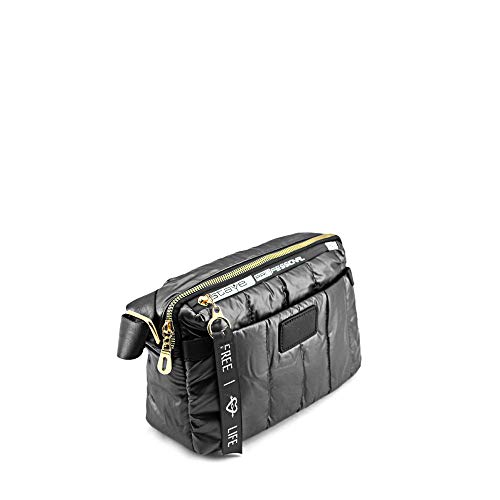 MODELISA - Bolso Bandolera Acolchada Estampado De Letra Para Mujer (Negro)