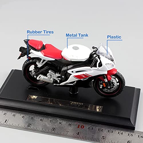 Modelo para Y-amaha YZF-r6 1/18 Escala para Niños Motocicleta Super Sport Race Metal Diecast Bike Modelo Motor Motor Moto Coche