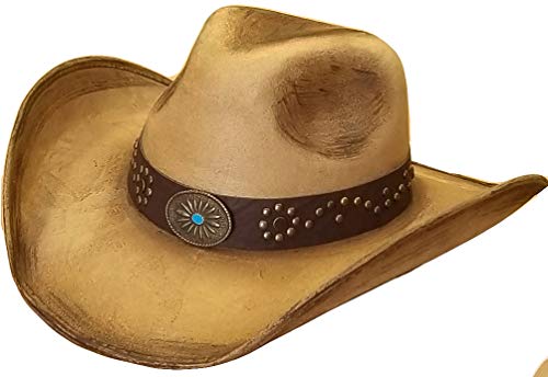 Modestone ''Felt Feel'' Sombrero Vaquero Wide Brim Dark Accents Beige