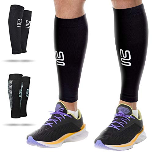 Modetro Sports Medias Compresivas - Manga de Compresión, Calcetines Unisex Compresivos para Dolor de gemelos, Calambres en la Pierna y Circulación, ideal para running