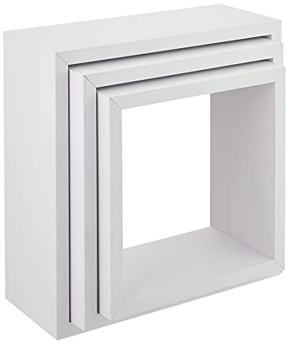 Modul'Home 6RAN789BC - Estantería con Forma de Cubo (Tablero DM, 11,8 x 30 x 30 cm), Tablero/Madera DM, Blanco, 3 Tallas 23 cm/26,5 cm/30 cm