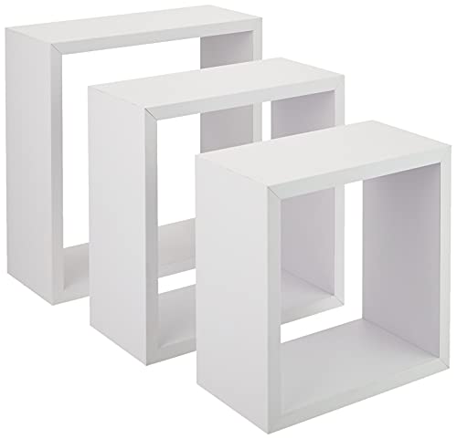 Modul'Home 6RAN789BC - Estantería con Forma de Cubo (Tablero DM, 11,8 x 30 x 30 cm), Tablero/Madera DM, Blanco, 3 Tallas 23 cm/26,5 cm/30 cm