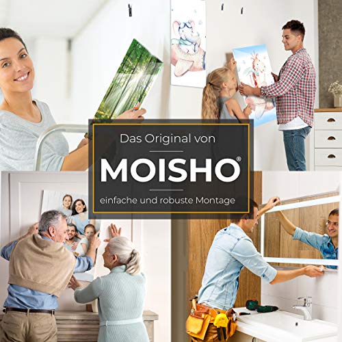 MOISHO® [Juego de 2] Soporte autoadhesivo para cuadros y espejos – Aluminio Dibond y acrílico imagen colgador set de montaje para cuadros y espejos – Chapa antiadherente soporte de pared