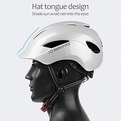 MOKFIRE Casco de Bicicleta para Adultos con luz de Seguridad Recargable USB y Correa reflectora, Casco de Bicicleta Urbano CPSC y Certificado CE para Adultos Hombres/Mujeres 57-61 cm
