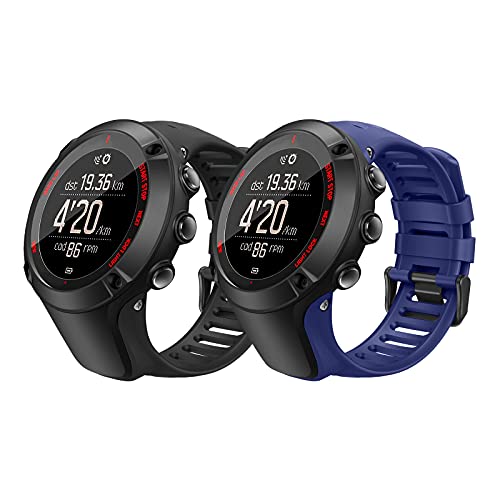 MoKo [2 Paquetes Correa de Reloj Deportiva Compatible con Suunto Ambit 1/2/2S/2R/3/3 Sport/3 Run/3 Peak, Pulsera de Reloj Elegante y Ajustable, Banda Inteligente, Negro + Azul Medianoche