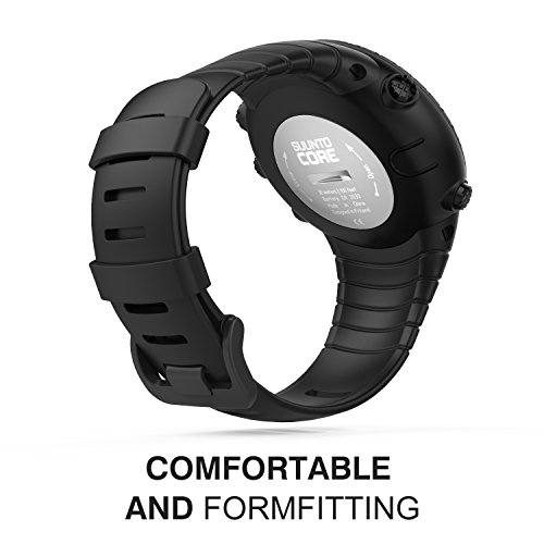 MoKo Banda de Reloj para Suunto Core, Clásico Reemplazo Suave Puño/Pulsera con Cierre de Metal para Suunto Core Smart Watch, se Ajusta a la Muñeca de 5.51"-9.06" (140mm-230mm), Negro