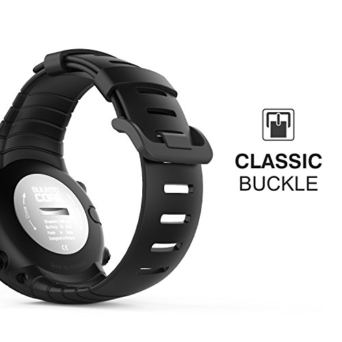 MoKo Banda de Reloj para Suunto Core, Clásico Reemplazo Suave Puño/Pulsera con Cierre de Metal para Suunto Core Smart Watch, se Ajusta a la Muñeca de 5.51"-9.06" (140mm-230mm), Negro