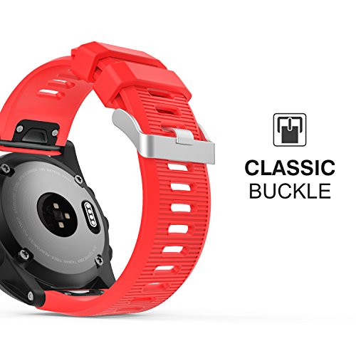 MoKo Correa Compatible con Garmin Fenix 3/3 HR/5X/5X Plus/6X/6X Pro/Quatix 6X Solar/Enduro/Descent Mk2i/Mk2/Mk1/Tactix Delta, 26mm Quick Fit Pulsera de Reloj de Repuesto de Silicona Suave - Rojo