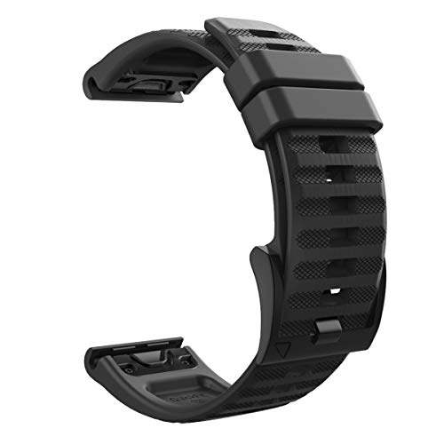 MoKo Correa Compatible con Garmin Fenix 5/5 Plus/6/6 Pro/Forerunner 945/935/Approach S62/S60/Quatix 6/Instinct/MARQ, 22mm Quick Fit Pulsera Deportiva de Silicona de Repuesto - Negro