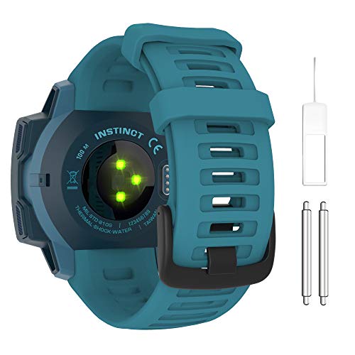 MoKo Correa Compatible con Garmin Instinct/Instinct Esports/Instinct Tactical/Instinct Solar/Camo/Surf/Tide Reloj con GPS, 22mm Pulsera Deportivo de Repuesto de Silicona Suave, Azul Lago