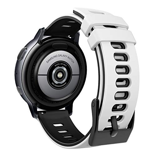 MoKo Correa Compatible con Garmin Vivoactive 3/Forerunner 245/Bip/GTS/GTS 2/2 Mini/Galaxy Watch 4/4 Classic/3 41mm/Galaxy Watch Active 1/2, 20mm Pulsera de Repuesto de Silicona, Blanco/Negro